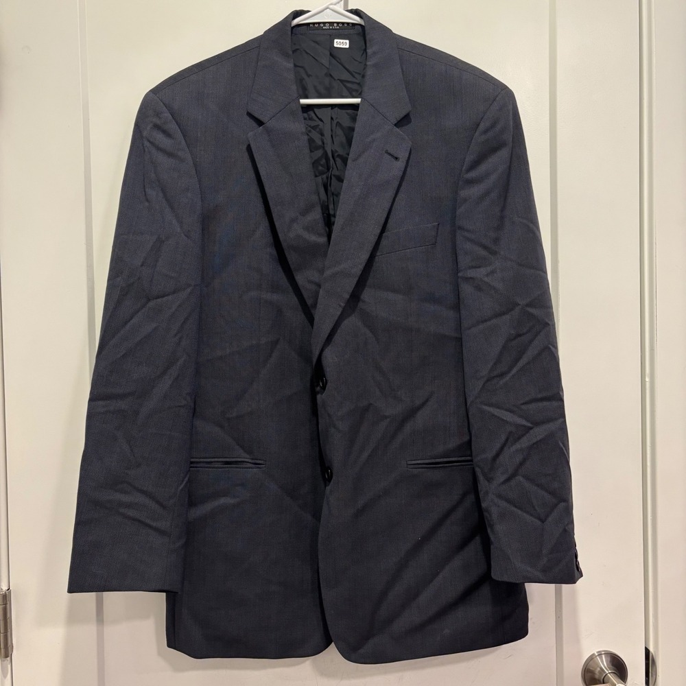 Hugo Boss Galilei/Sigma Mens 44R Charcoal Grey Virgin Wool Blazer Sport Coat USA